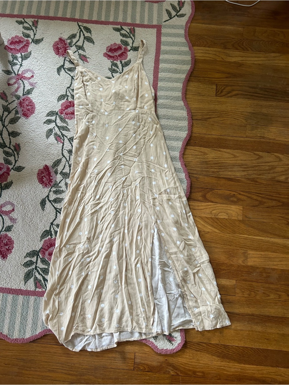 Old Navy Beige Cream Polka Dot Maxi Dress